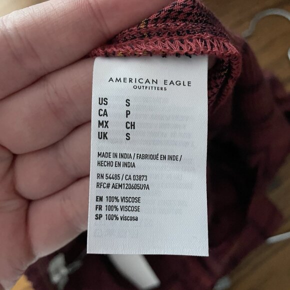 American Eagle Women S Maroon Plaid Grunge Punk High Waisted Wrap Mini Skirt NWT - Picture 8 of 9